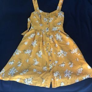 Madewell Silk Fleur Bow-Back Dress in Yellow sz0